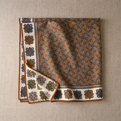 复古老钱风真丝澳毛围巾女秋季丝巾系脖高级感中方巾羊毛小披肩冬