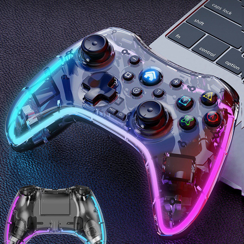 HONCAM 스위치 투명 핸들 빛나는 프로 무선 블루투스 LED 조명 효과 RGB 게임 핸들 NINTENDO SWITCHOLEDPC 컴퓨터에 적합한 국내 NS 핸들
