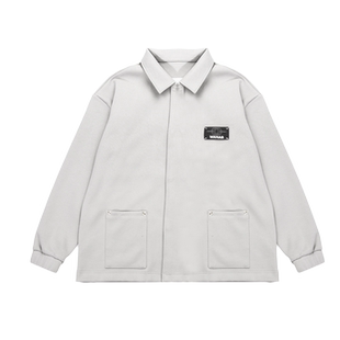 WANAB 珠地棉空气层刺绣加厚翻领夹克衬衫