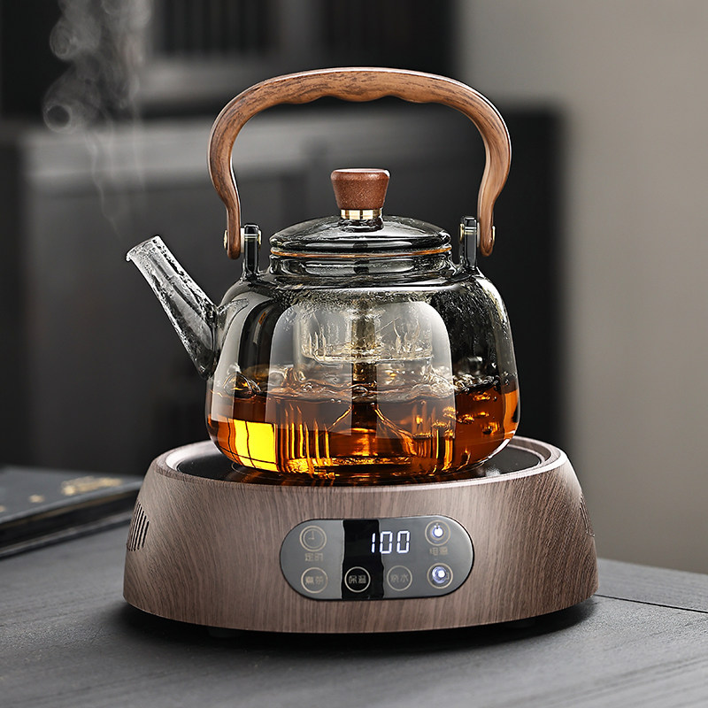 黑晶炉煮茶壶办公室煮茶器高硼硅玻璃内胆家用蒸煮一体泡茶炉养生