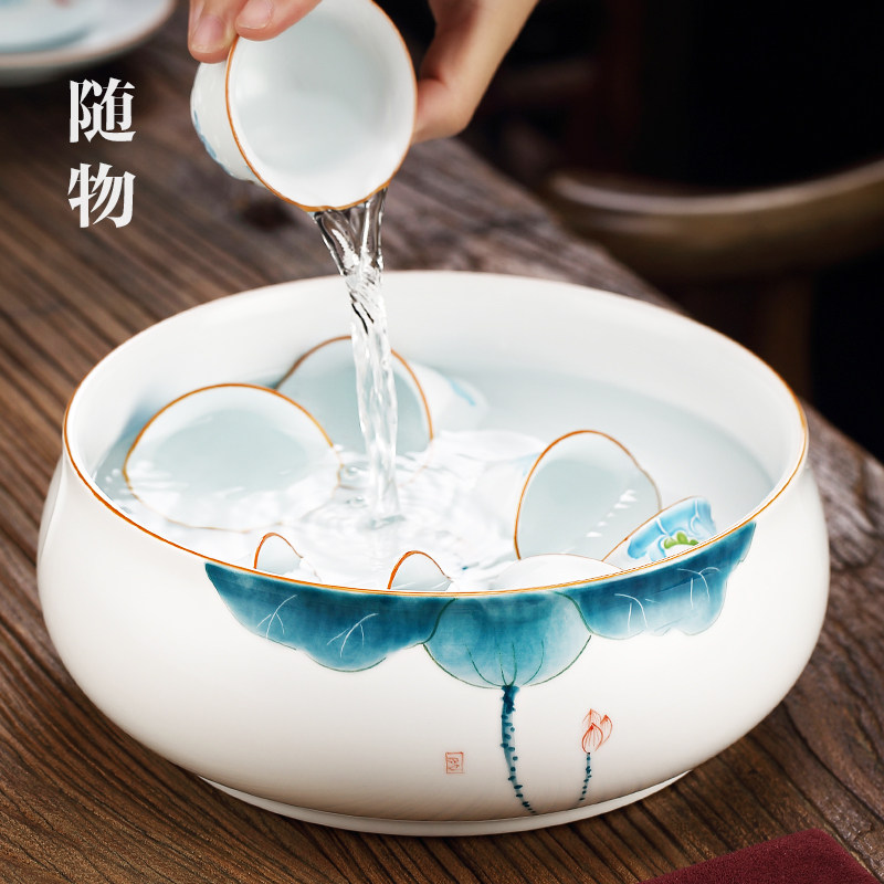 彩绘茶洗陶瓷大号家用功夫茶具茶杯盆大号水盂杯洗碗茶道茶盘配件,餐饮具,茶道/零配,淘宝优惠券,粉丝福利购,淘宝优惠卷