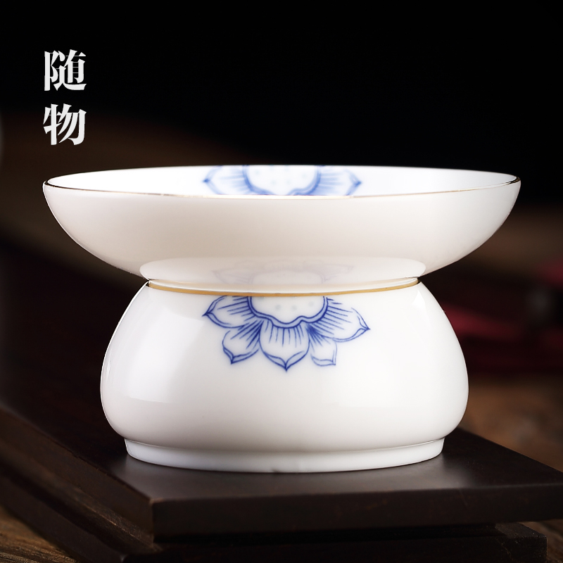 白瓷茶漏陶瓷茶滤茶叶茶道配件