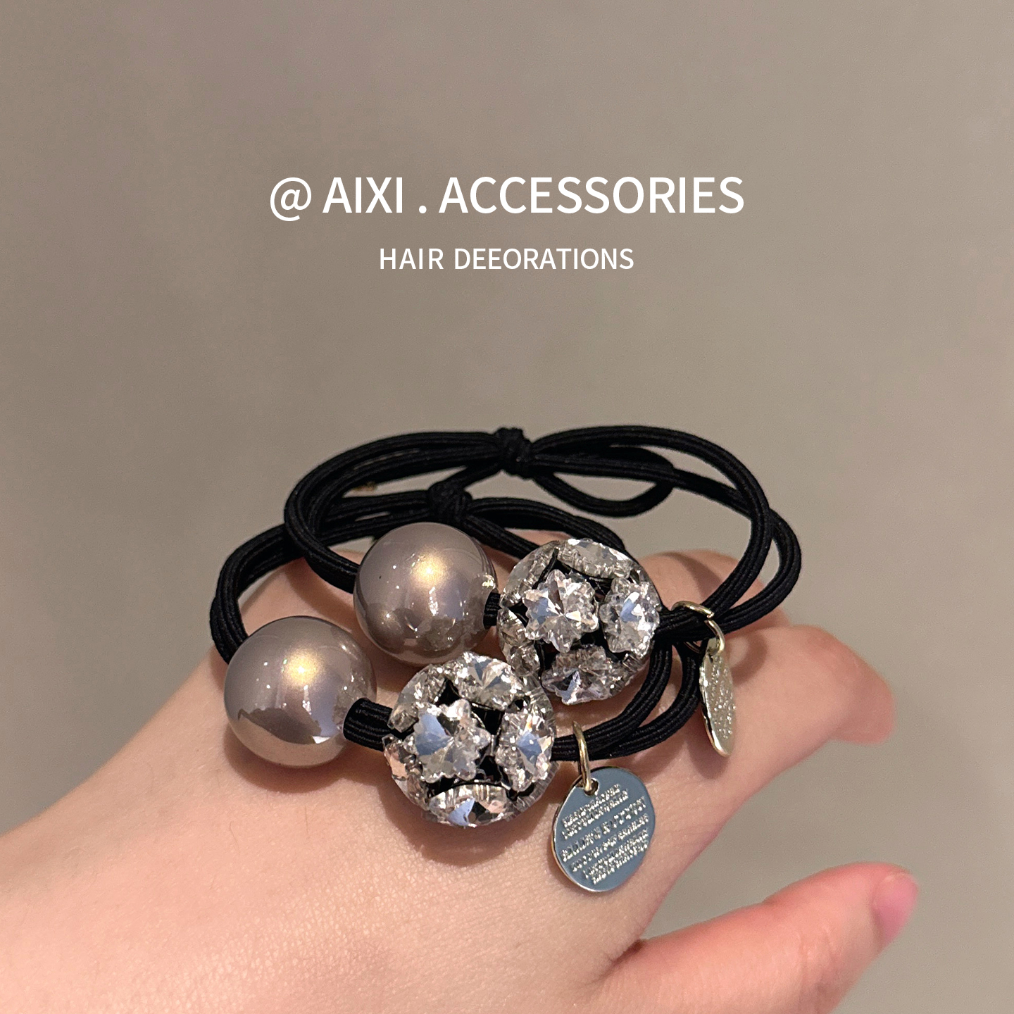 高级感气质钻球珍珠打结扎头发绳