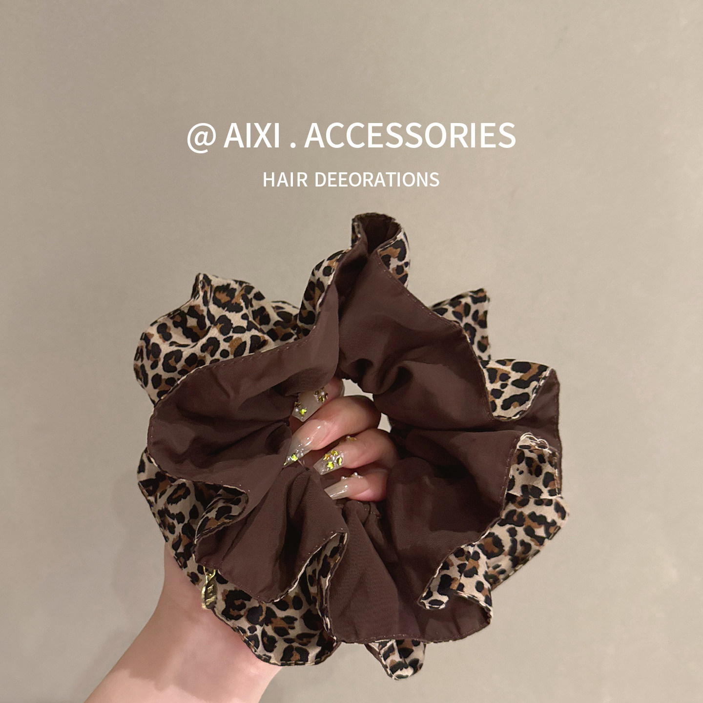 高级感咖色豹纹双层大肠发圈女超大号丸子头低马尾头绳不勒发发饰,饰品/流行首饰/时尚饰品新,发饰,淘宝优惠券,粉丝福利购,淘宝优惠卷