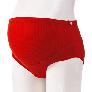 孕妇红色内裤纯棉可调节大码孕中期晚期孕初期怀孕期大红三角内裤