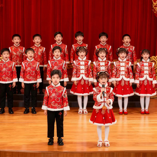 加绒唐装 冬季 旦儿童拜年服女宝宝幼儿园开门红喜庆舞蹈演出服装 元