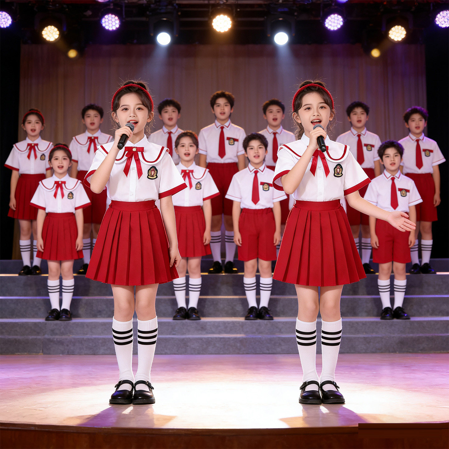 国庆儿童合唱演出服幼儿园班服表演服装合唱团诗歌朗诵服装中学生