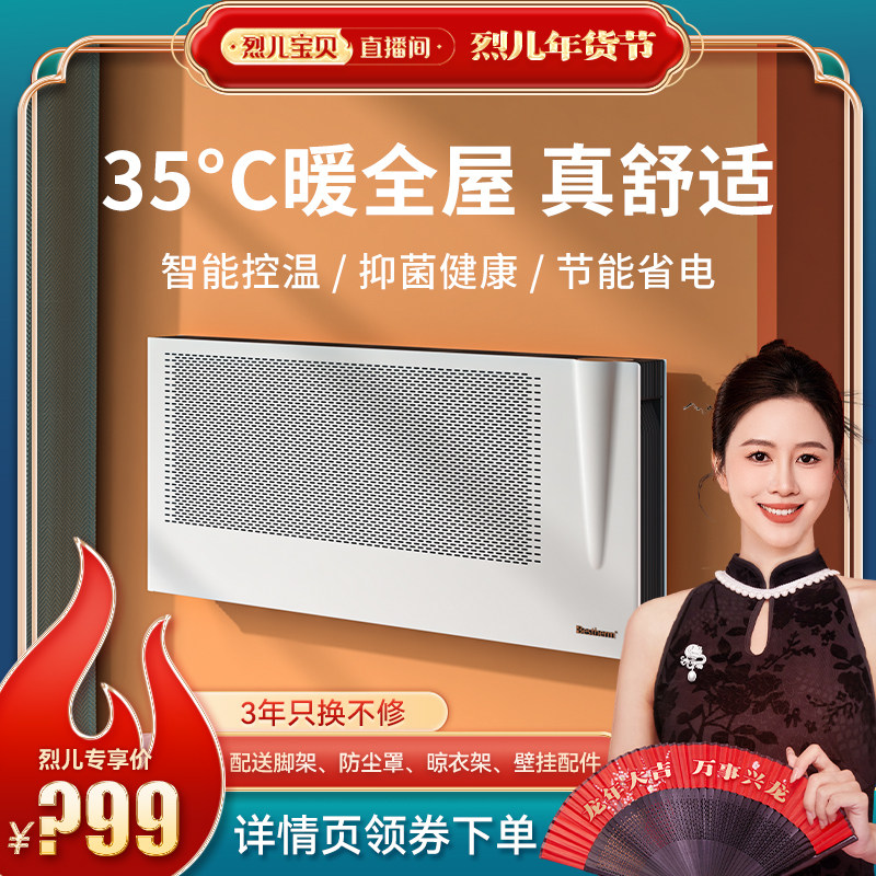 百斯腾取暖器家用电暖气全屋速热壁挂式暖风机防水省电大面积客厅