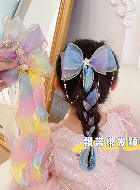 韩国蝴蝶结飘带发夹儿童头饰可爱宝宝公主发饰丝带蝴蝶结儿童发饰