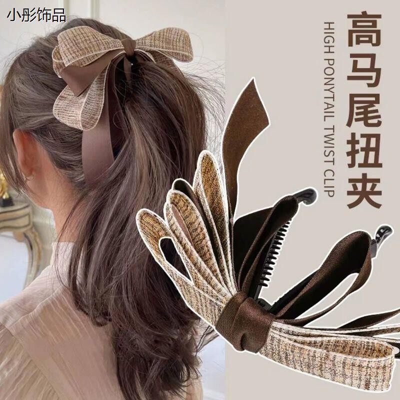 布艺蝴蝶结头饰发夹后脑勺夹子