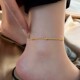 转运珠脚链女2024新款 潮18k金性感小众加长足链高级感钛钢不掉色