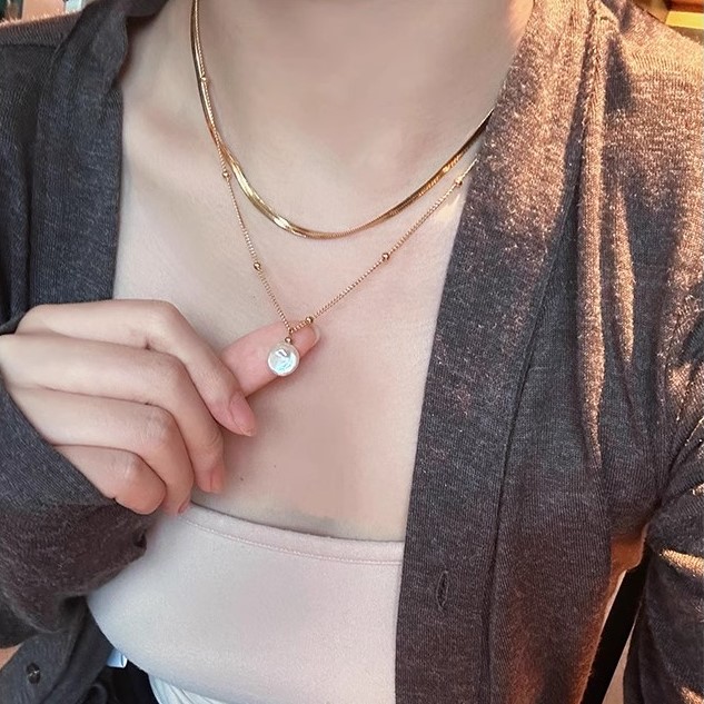 双层叠戴蛇骨链女高级感轻奢