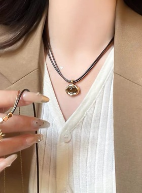 双层叠戴毛衣链复古美拉德配饰