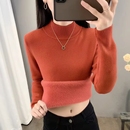 上衣 保暖大码 半高领加绒毛衣女加厚一体绒修身 内搭秋冬针织打底衫
