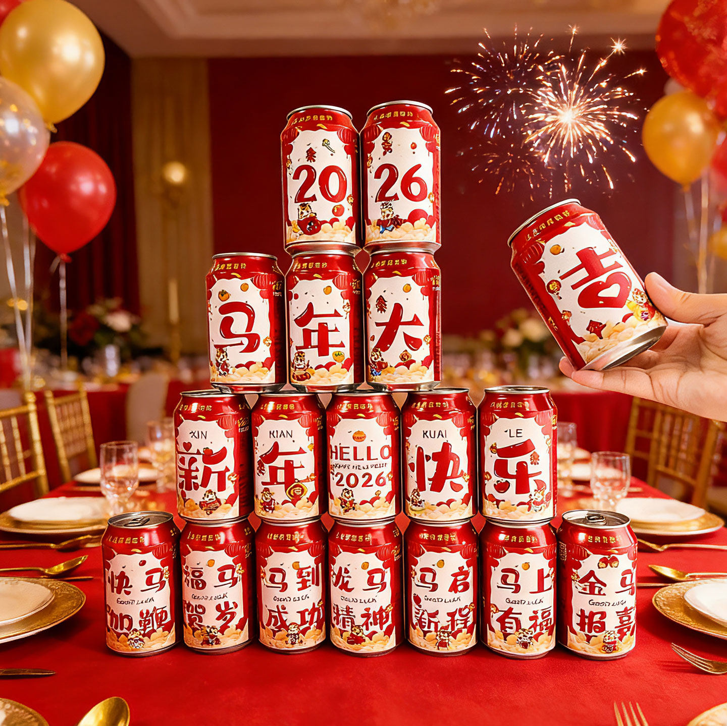 马年可乐贴纸2026新年布置装饰用品拍照道具春节公司跨年终宴会家庭年夜饭喜庆氛围感自粘易拉罐饮料祝福贴画,文具电教/文化用品/商务用品,贴纸/立体贴纸,淘宝优惠券,粉丝福利购,淘宝优惠卷