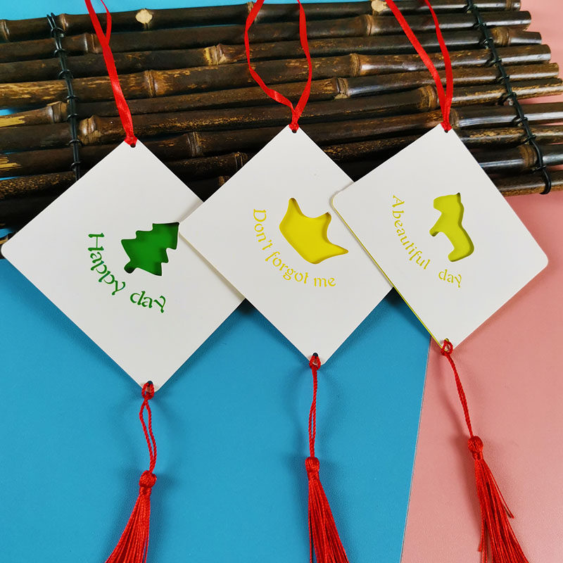 简约可爱卡通贺卡心愿卡吊卡树许愿卡缕空迷你小卡片信封节日儿童学生