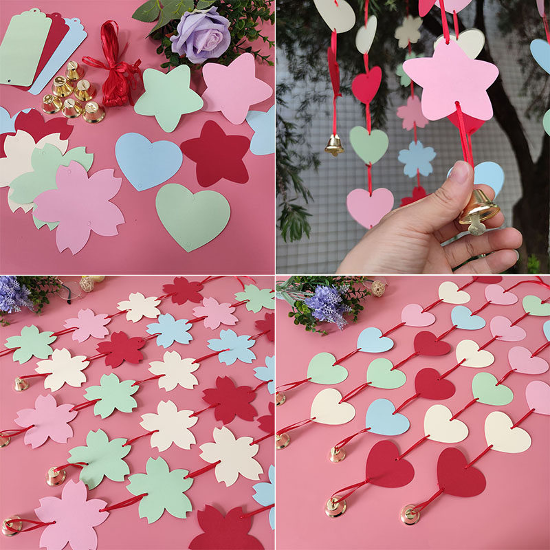 祝福语心愿签墙空白diy手工自制材料包可手写字彩色卡纸小学手绘卡片