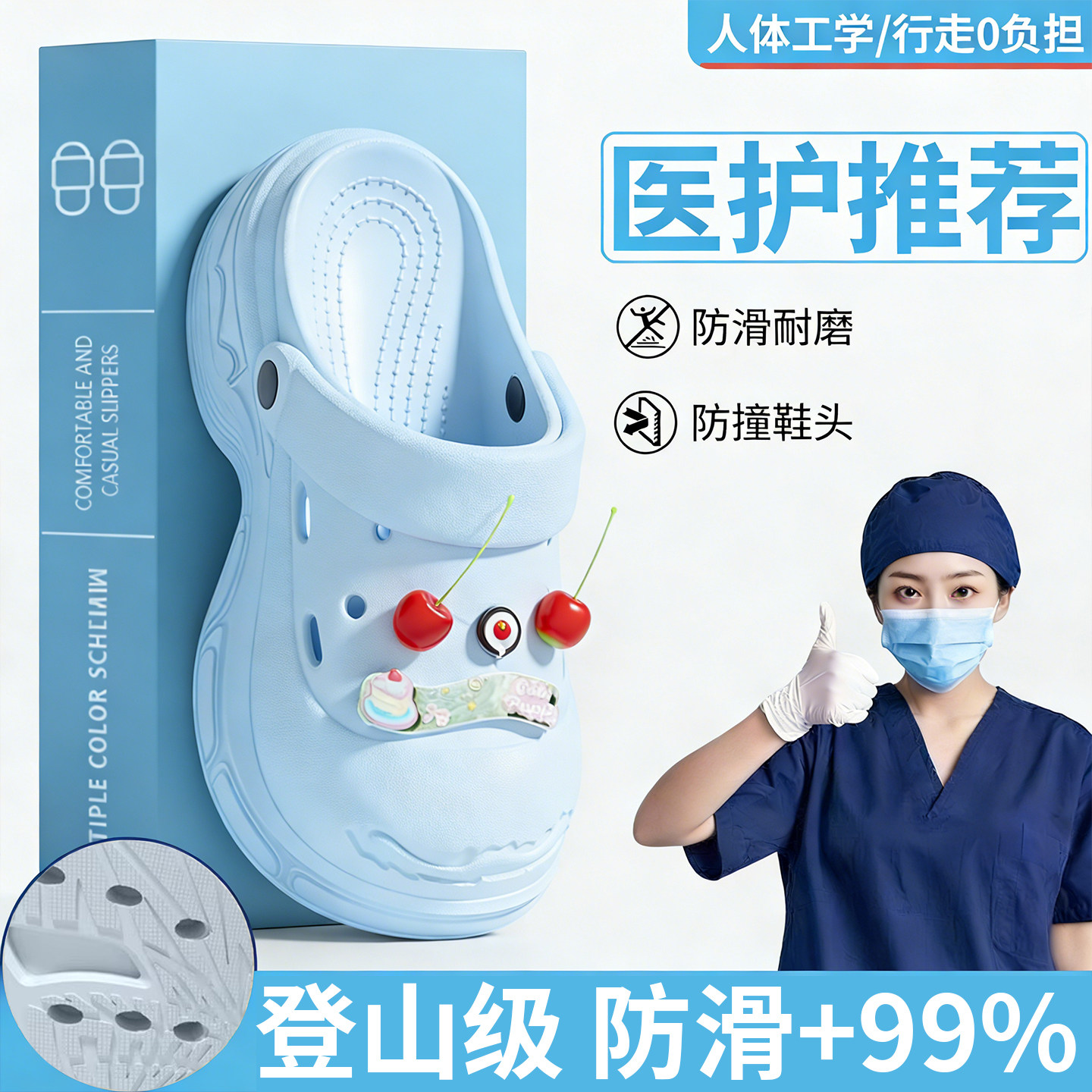 手术室洞洞鞋女夏季外穿防滑透气2026新款医护士专用包头拖鞋男式