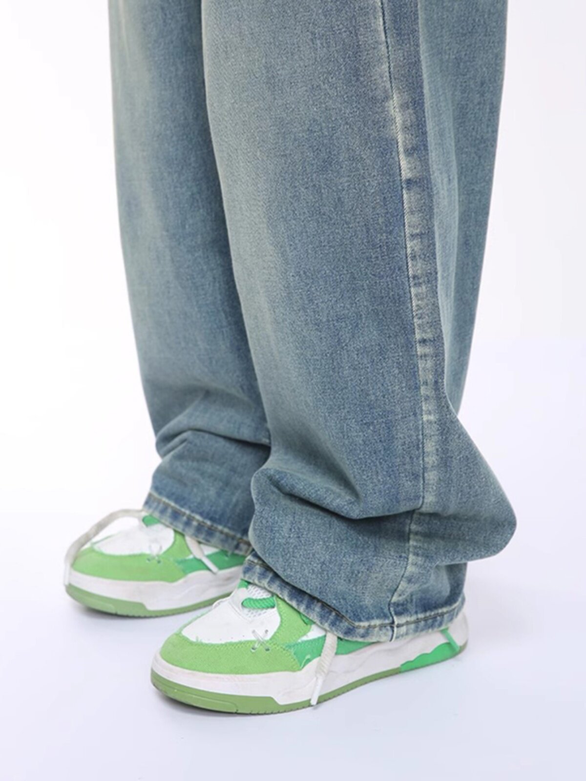 VOGUO RELAY NICHE DESIGN PAINTED DIRTY PANTS KOREAN STREETWEAR LOOSE STRAIGHT-LEG GRAFFITI JEANS