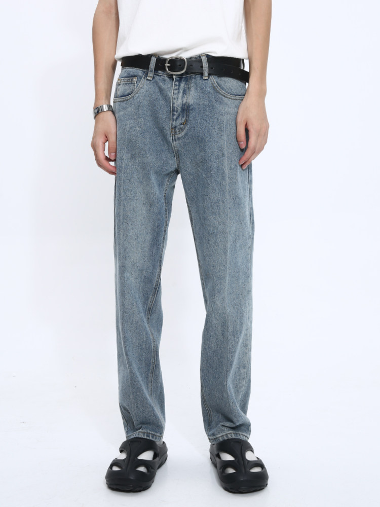 直筒复古休闲百搭9分牛仔裤