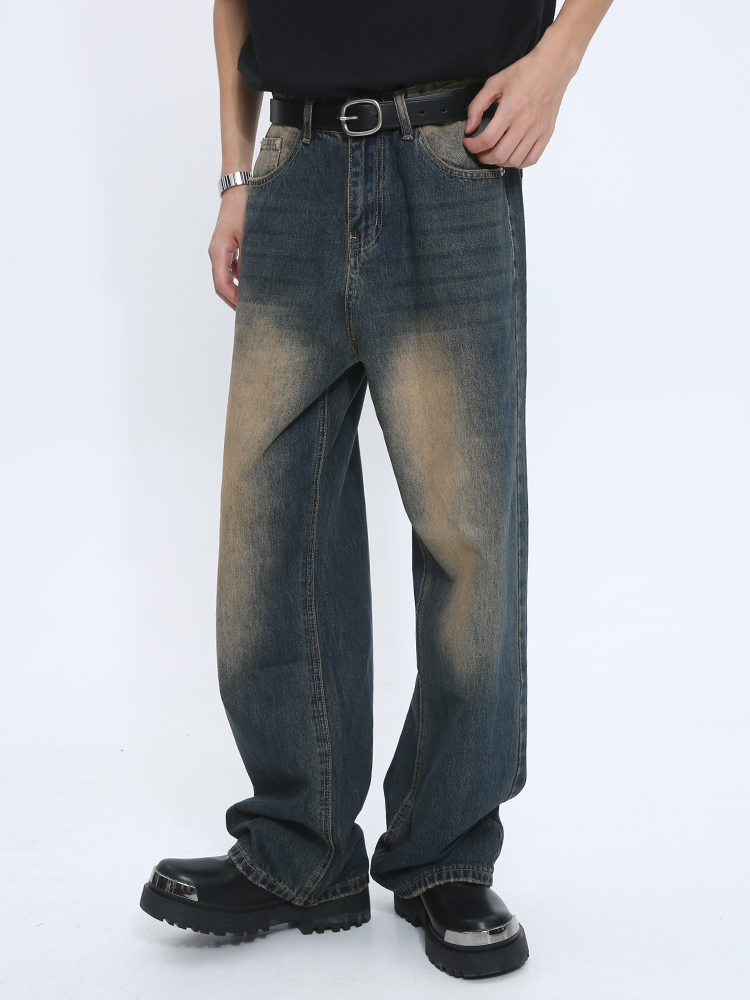 韩风高级感微喇叭中腰牛仔裤