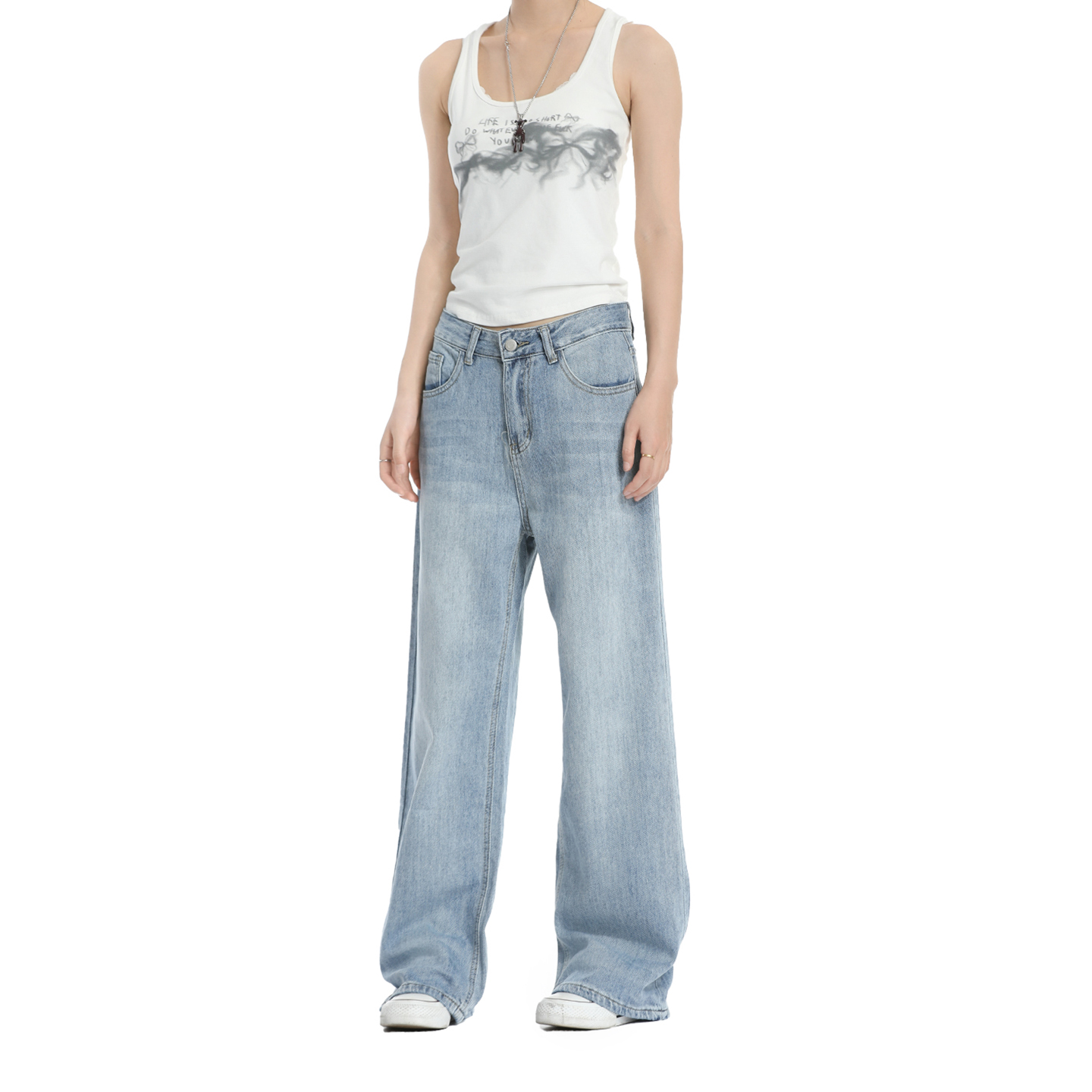 直筒宽松拖地长裤子牛仔裤