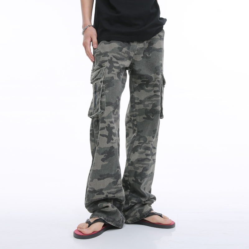 高个子超长加长迷彩牛仔裤工装裤