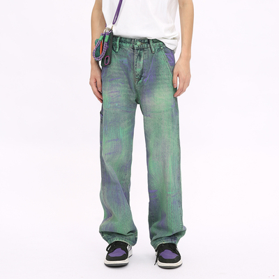 VoguoRelay复古宽松泛绿牛仔裤