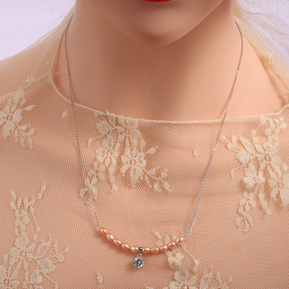 天然珍珠项链吊坠锁骨s925银