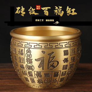 铜百福缸摆件 铜米缸摆件 铜聚宝盆缸摆件 铜储物罐摆件