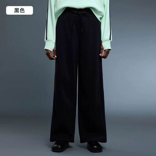 黑色高腰阔腿卫裤女宽松显瘦