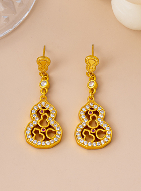 【大潘专享】镂空葫芦吊坠耳环9695