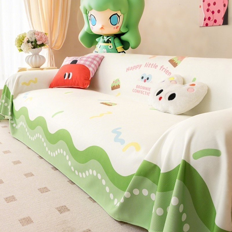 多巴胺风沙发盖巾2025新款夏季冰丝一整张全包凉感坐垫子防滑盖布