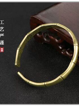 竹节手镯女款越南沙纯铜金色仿真开口手环年轻款高级感手饰