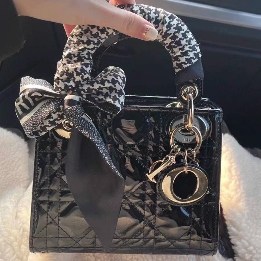 D真丝千鸟格twilly丝巾丝带