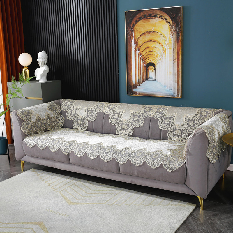 沙发盖布靠背巾欧式蕾丝沙发扶手巾后背巾盖巾防尘布简约现代轻奢
