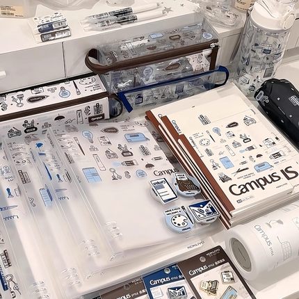 国誉KOKUYO新品Eric联名八孔活页本无线装订本胶装笔记本子A5B5学生记事本笔袋单片资料夹点点胶修正带