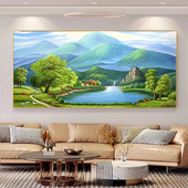 饰画欧式 原创手绘油画背有靠山客厅背景墙装 山水风景挂画 青山