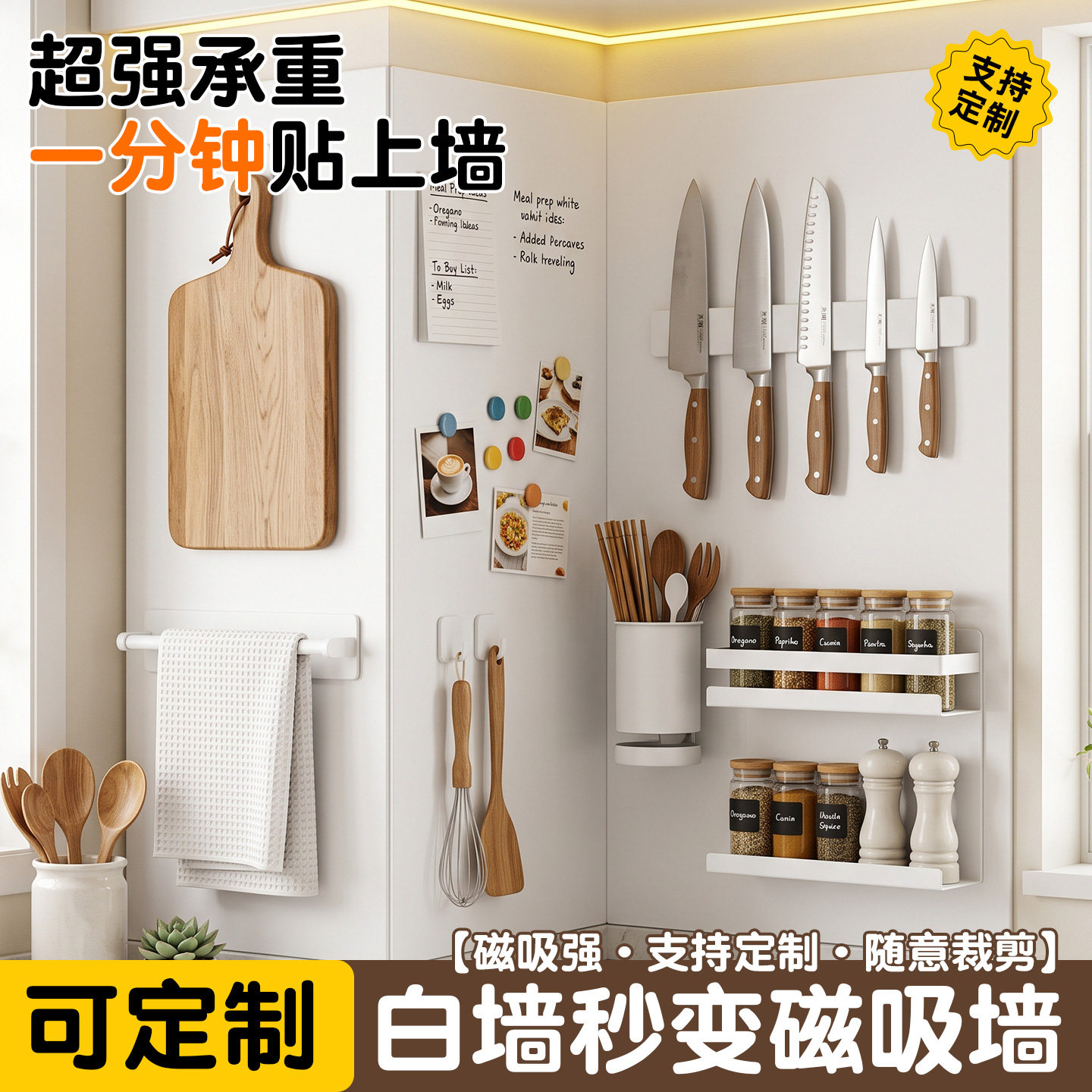 厨房专用磁吸珐琅白板墙面