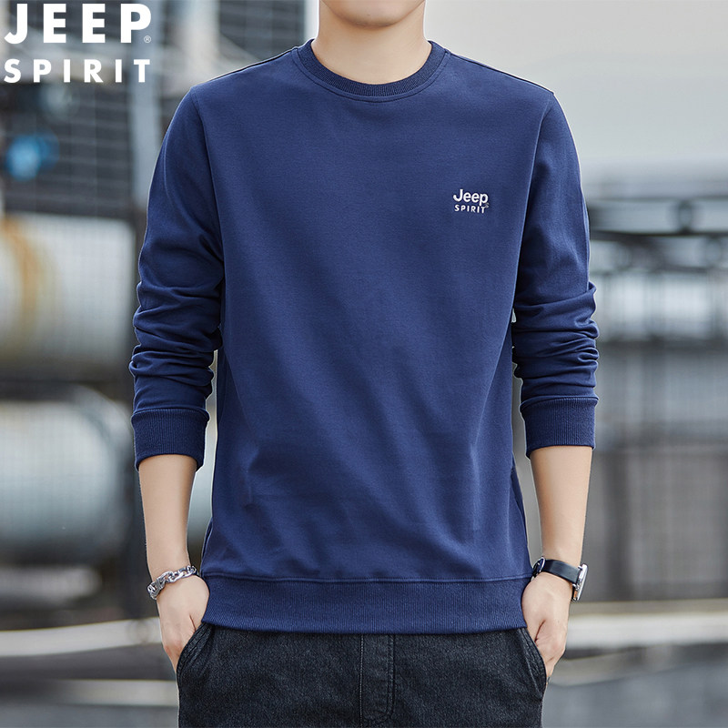 JEEP正品卫衣男士春秋季圆领运动宽松纯棉上衣打底衫长袖T恤新款