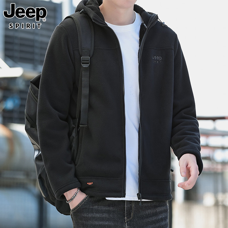 JEEP吉普男加绒加厚保暖卫衣