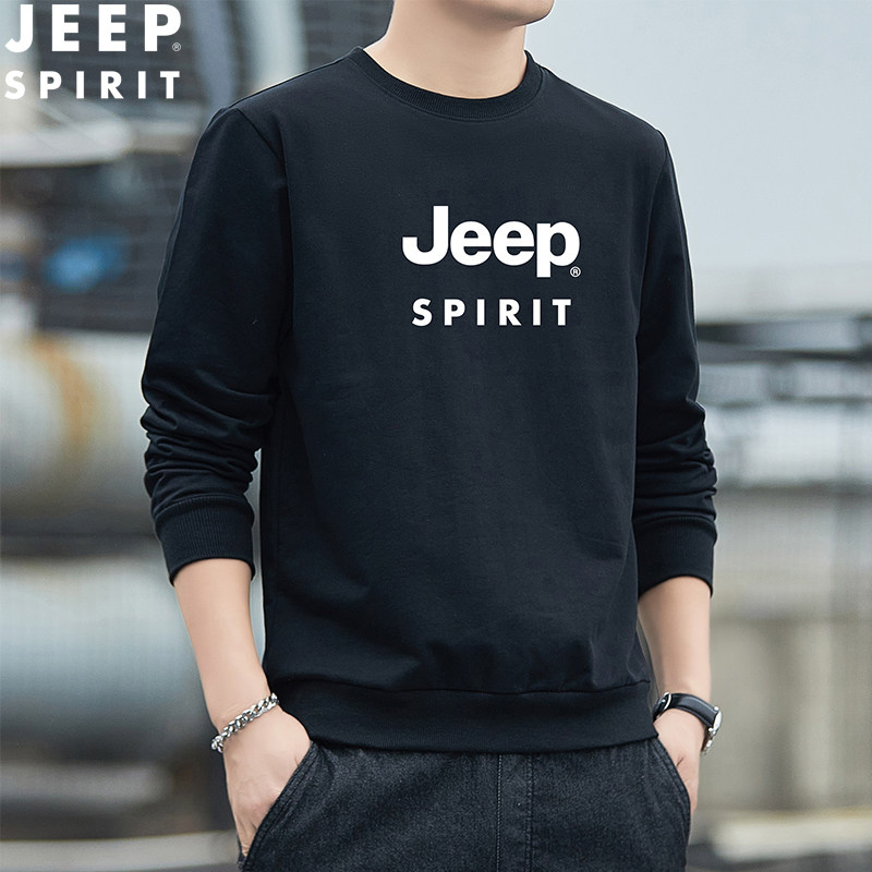 吉普JEEP纯棉卫衣男款2026春季新款衣服男士青少年圆领无帽外套R