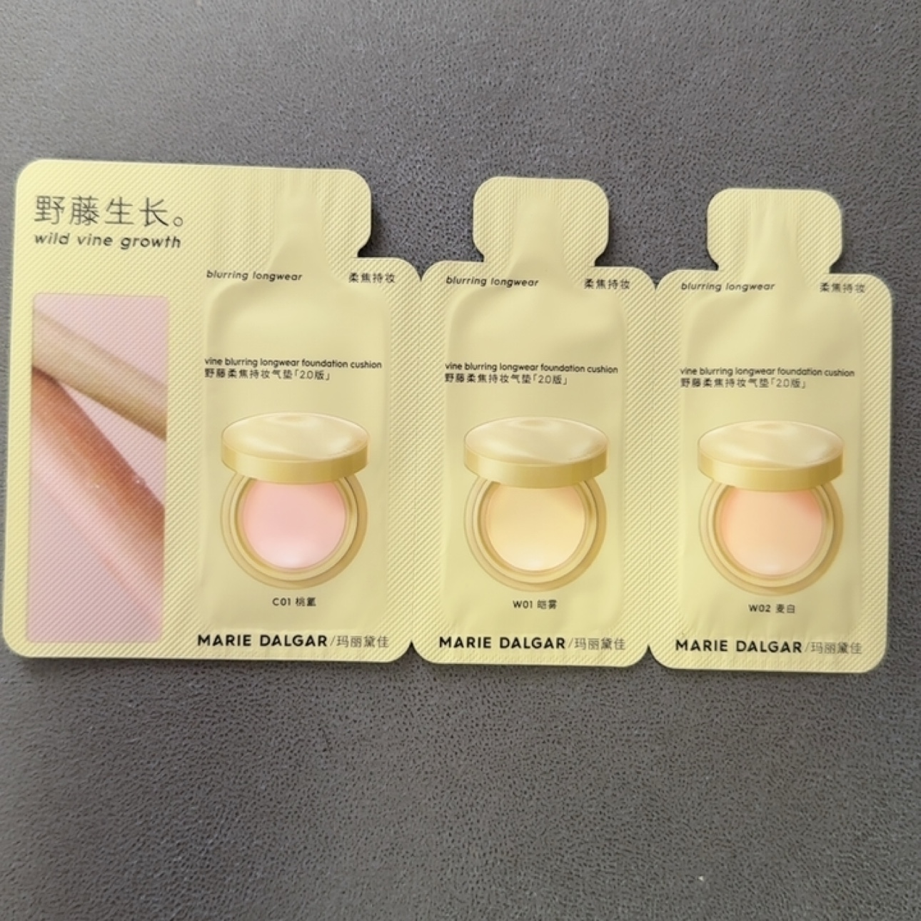 玛丽黛佳野藤柔焦持妆气垫2.0版试色卡修饰防蹭油皮BB霜小样3g