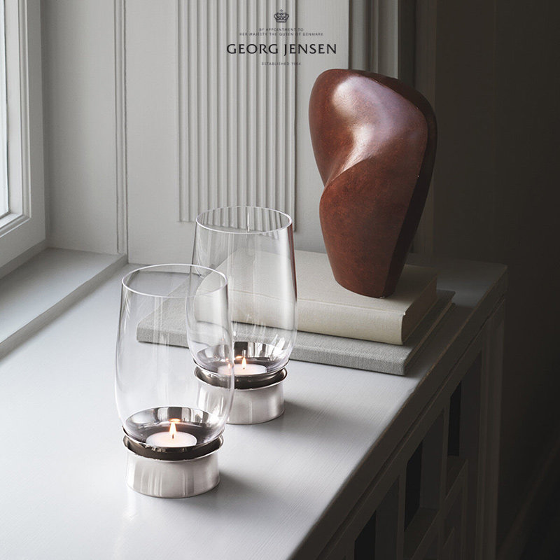 georg jensen乔治杰生北欧玻璃烛台烛光晚餐防风灯灭烛罩装饰摆件
