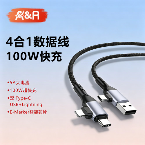 二拖二PD100W多头数据线