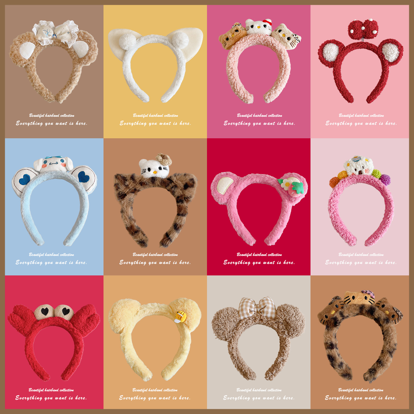 卡通风可爱毛绒发箍秋冬束发带