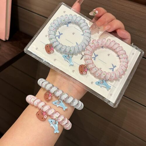 海豚湾黑皮kt电话线发圈新款可爱