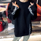 休闲百搭圆领打底拼接长袖 2025秋冬爆款 卫衣套头男女同款 百搭上衣