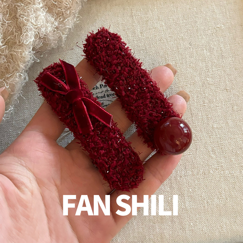 边夹蝴蝶结珍珠毛毛侧边发夹