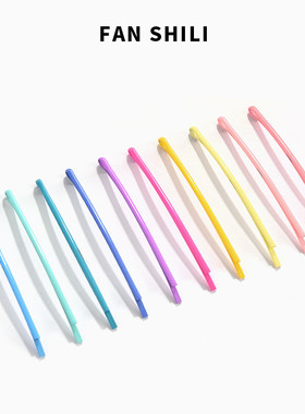 韩国进口东大门发饰百搭彩色一字夹侧边碎发卡子烤漆无痕弧形发夹